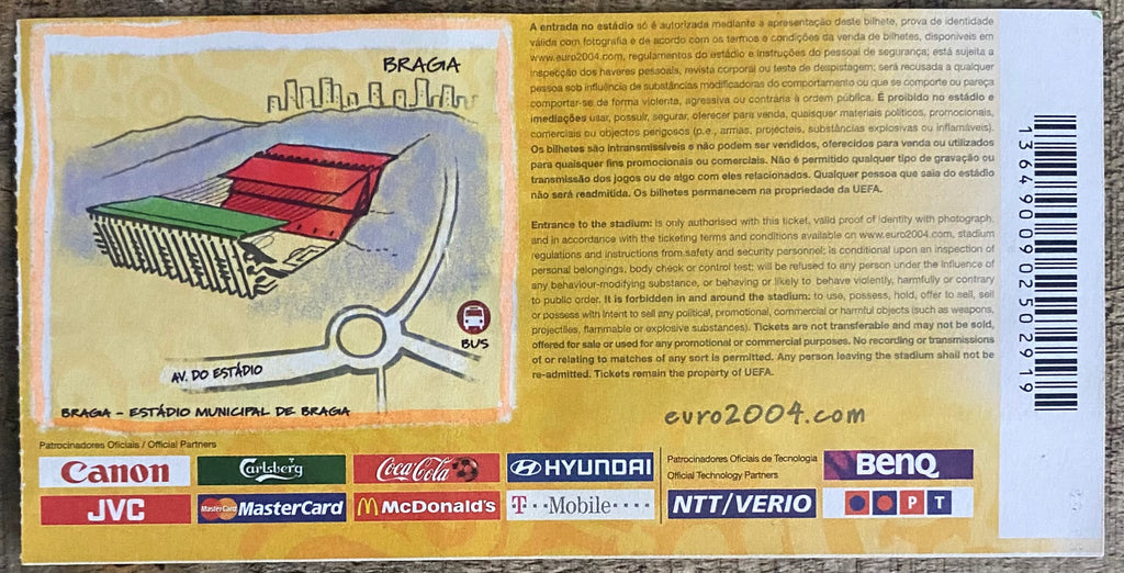 2004 ORIGINAL EUROPEAN CHAMPIONSHIPS TICKET BULGARIA V DENMARK @ BRAGA