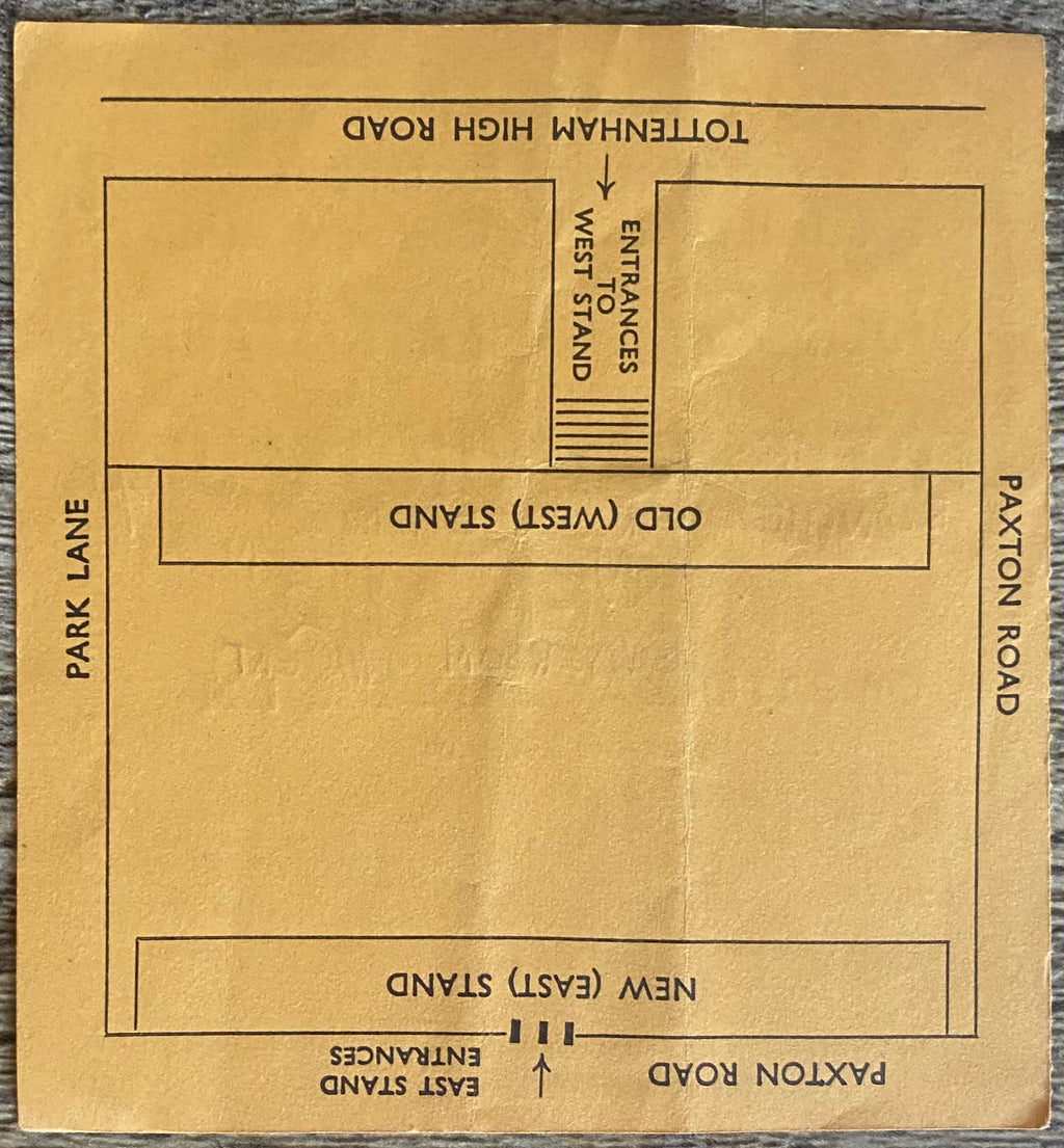 1960/61 ORIGINAL DIVISION ONE TICKET TOTTENHAM HOTSPUR V ARSENAL