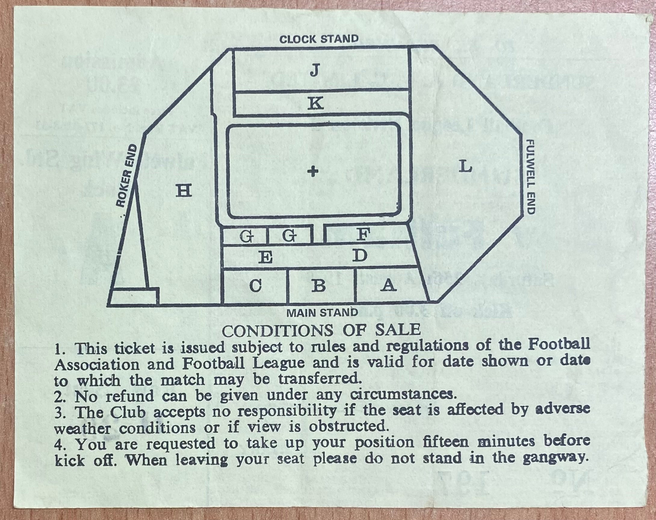 1979/80 ORIGINAL DIVISION 2 TICKET SUNDERLAND V FULHAM