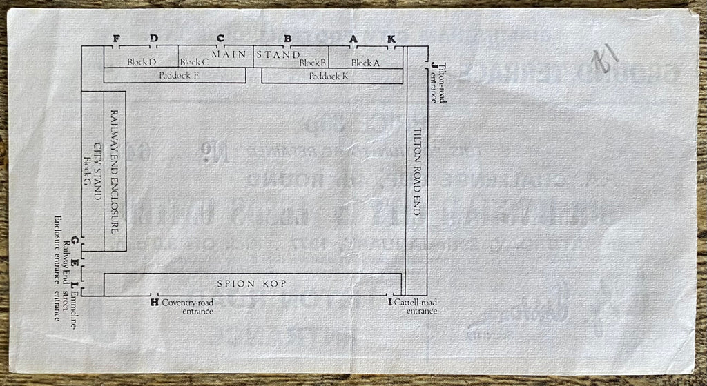 1976/77 ORIGINAL FA CUP 4TH ROUND TICKET BIRMINGHAM CITY V LEEDS UNITED