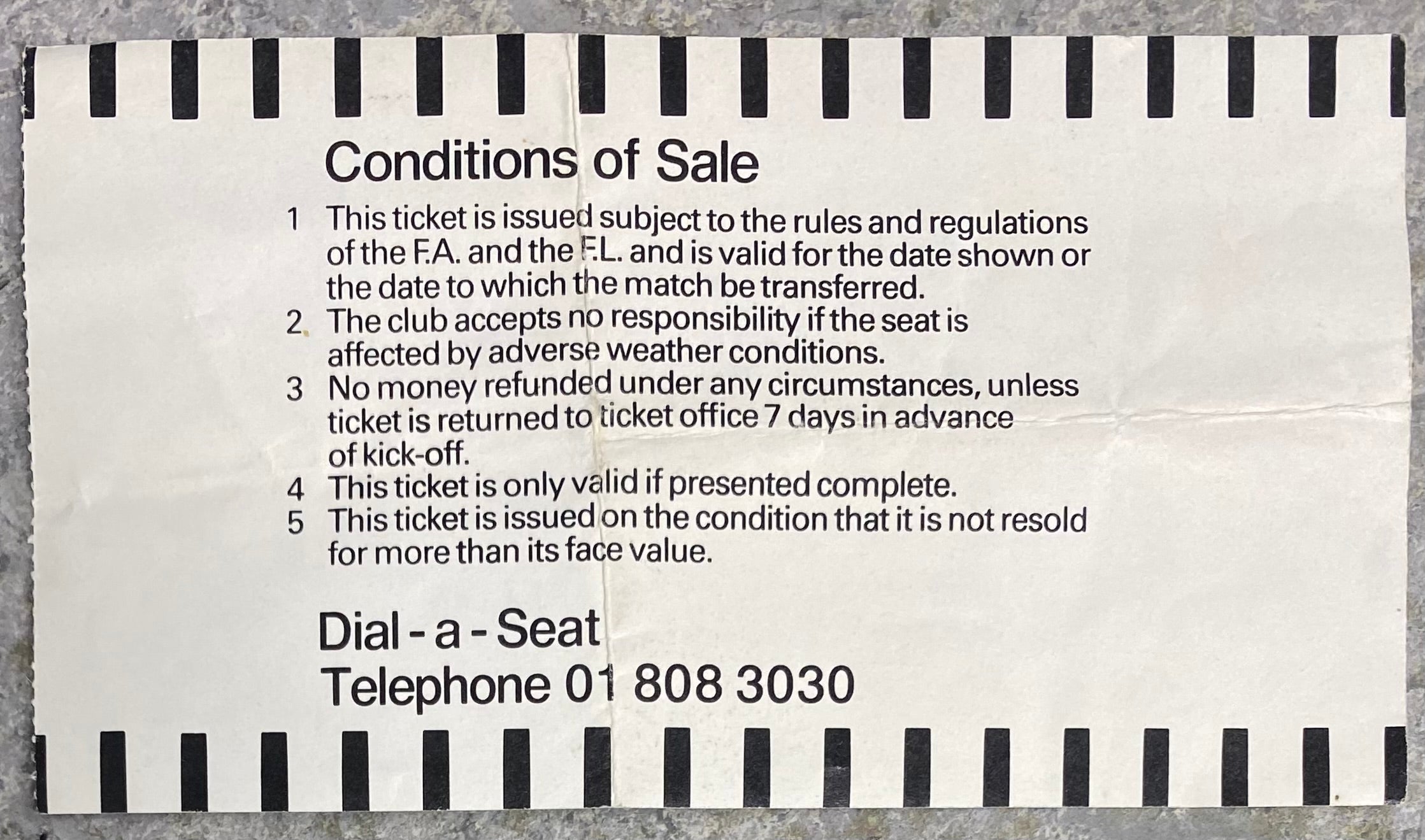 1987/88 ORIGINAL DIVISION ONE TICKET TOTTENHAM HOTSPUR V SHEFFIELD WEDNESDAY
