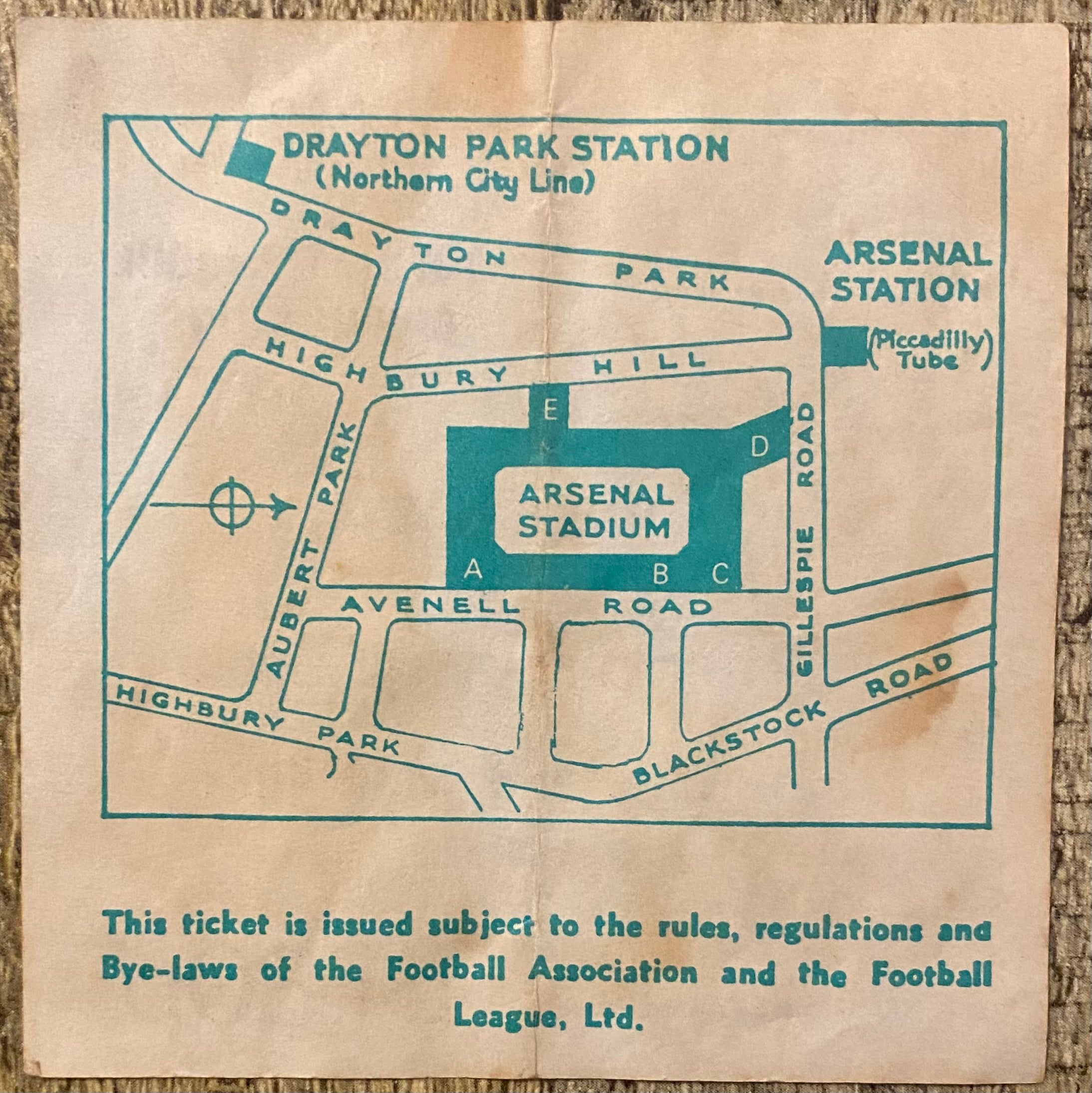 1980/81 ORIGINAL DIVISION 1 TICKET ARSENAL V ASTON VILLA