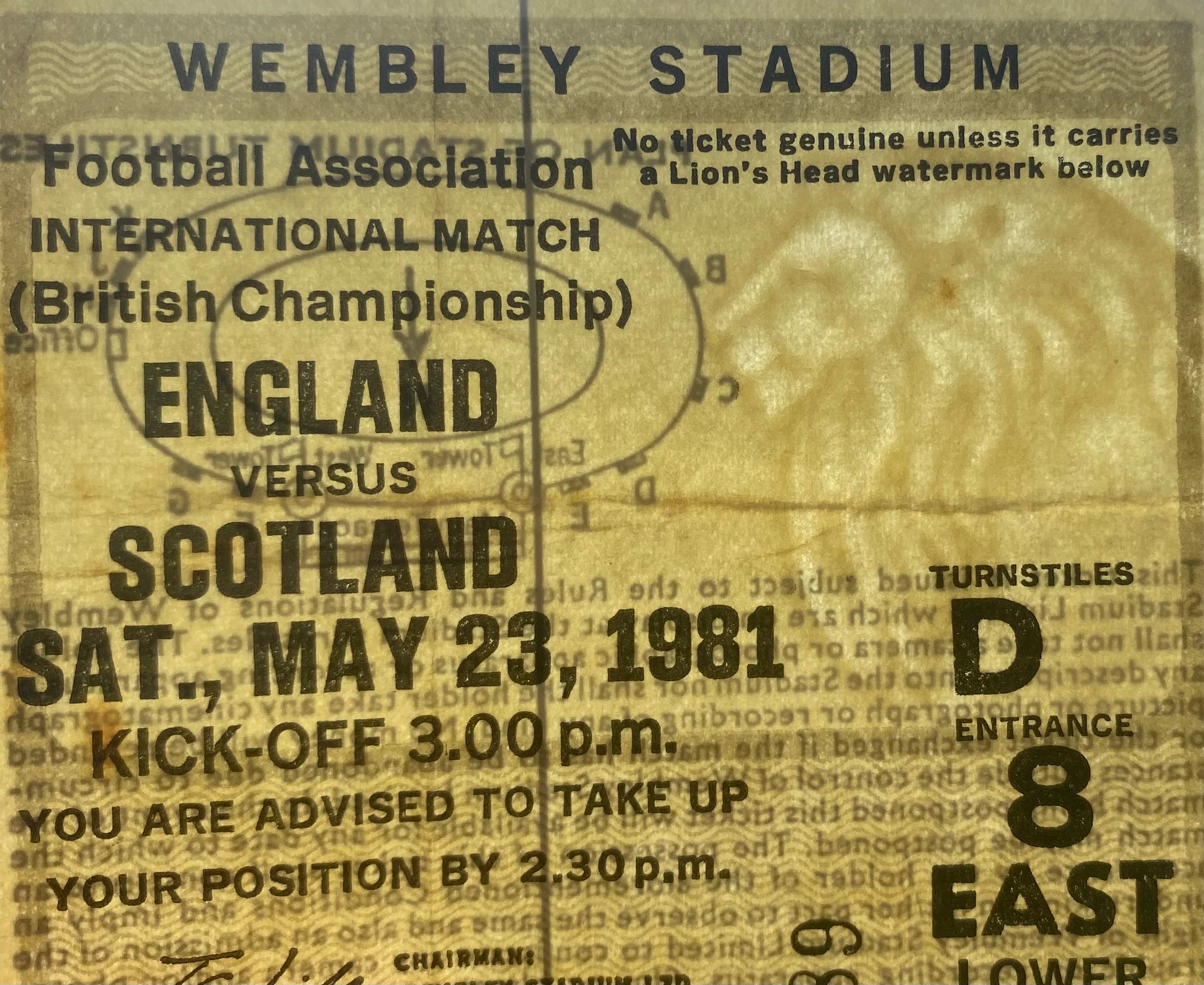 1981 ORIGINAL BRITISH HOME INTERNATIONAL CHAMPIONSHIPS TICKET ENGLAND V SCOTLAND