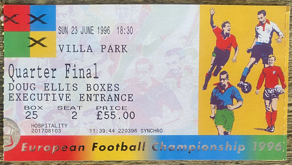 1996 ORIGINAL EUROPEAN CHAMPIONSHIPS EURO 96 QUARTER FINAL TICKET CZECH REPUBLIC V PORTUGAL @ VILLA PARK