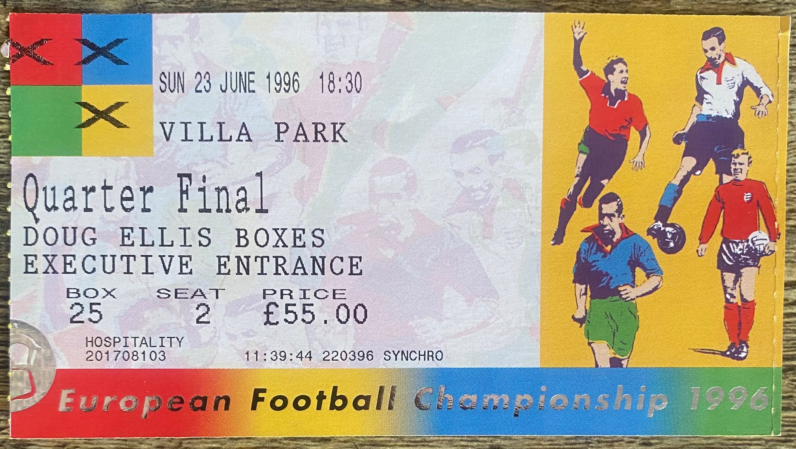 1996 ORIGINAL EUROPEAN CHAMPIONSHIPS EURO 96 QUARTER FINAL TICKET CZECH REPUBLIC V PORTUGAL @ VILLA PARK