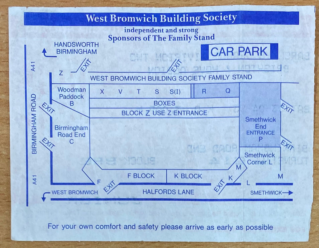 1992/93 ORIGINAL DIVISION 2 TICKET WEST BROMWICH ALBION V BRIGHTON AND HOVE ALBION