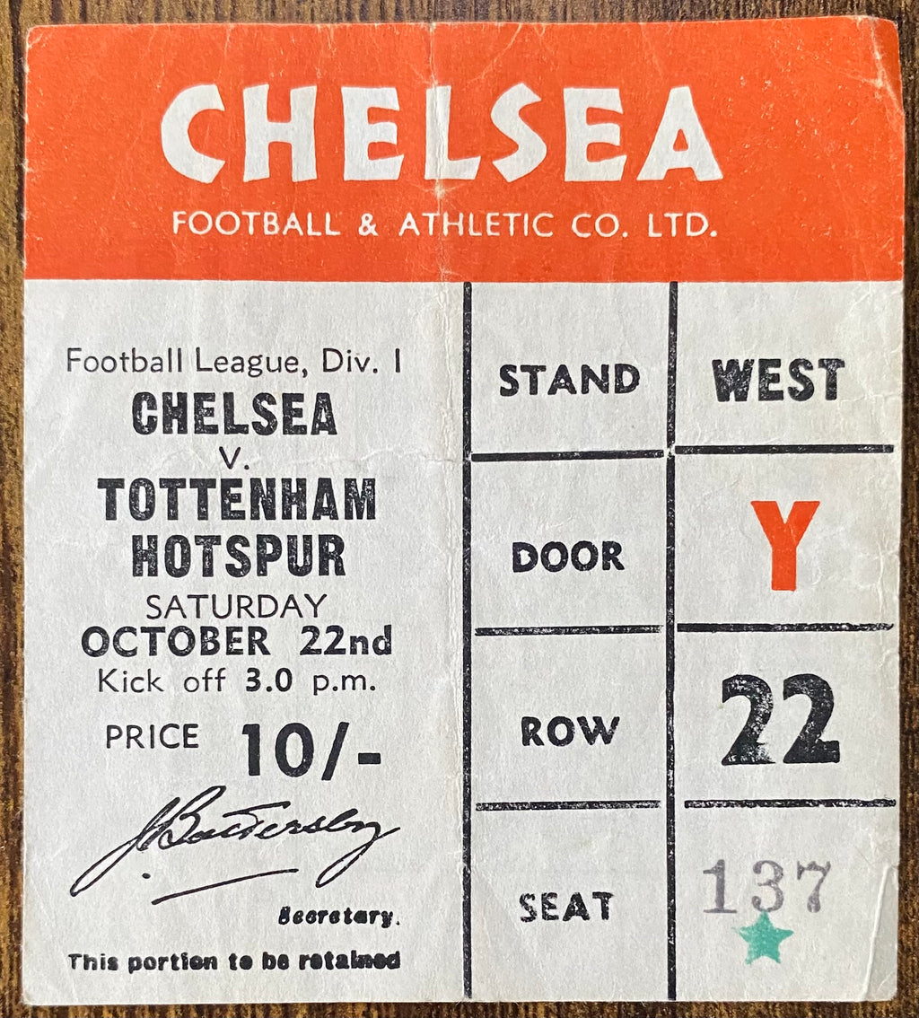 1966/67 ORIGINAL DIVISION 1 TICKET CHELSEA V TOTTENHAM HOTSPUR