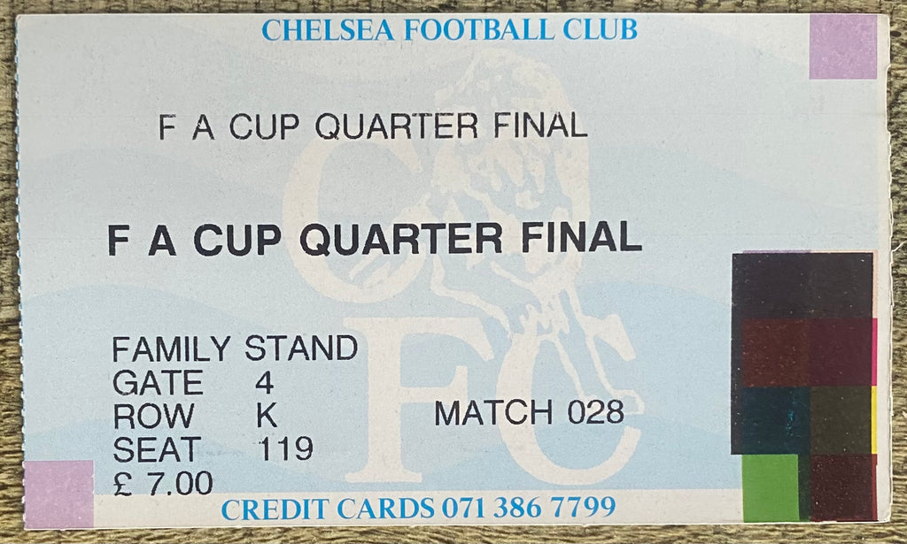 1991/92 ORIGINAL FA CUP 6TH ROUND TICKET CHELSEA V SUNDERLAND