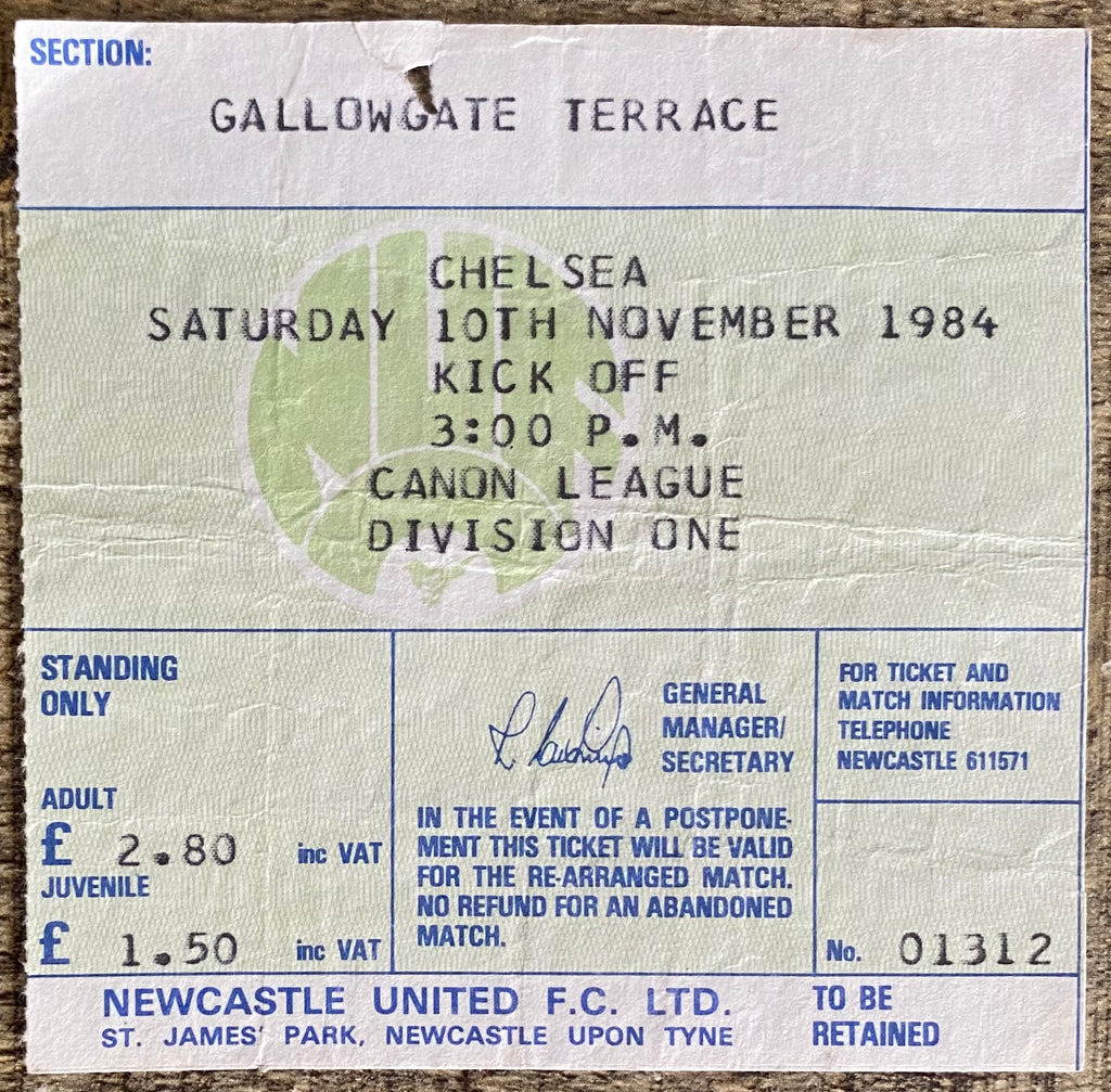 1984/85 ORIGINAL DIVISION 1 TICKET NEWCASTLE UNITED V CHELSEA