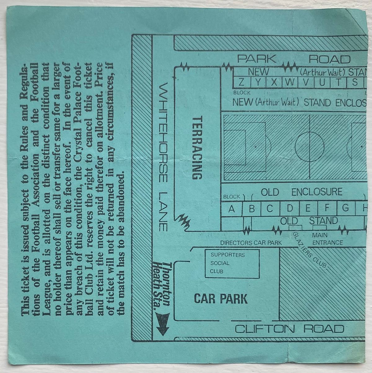 1970/71 ORIGINAL LEAGUE CUP 4TH ROUND TICKET CRYSTAL PALACE V ARSENAL