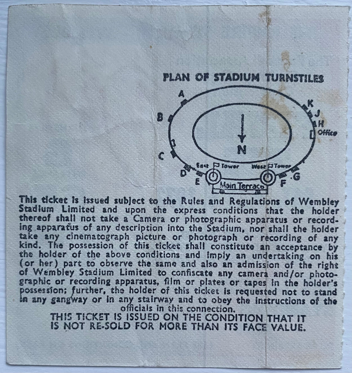 1972 ORIGINAL FA CUP FINAL TICKET ARSENAL V LEEDS UNITED