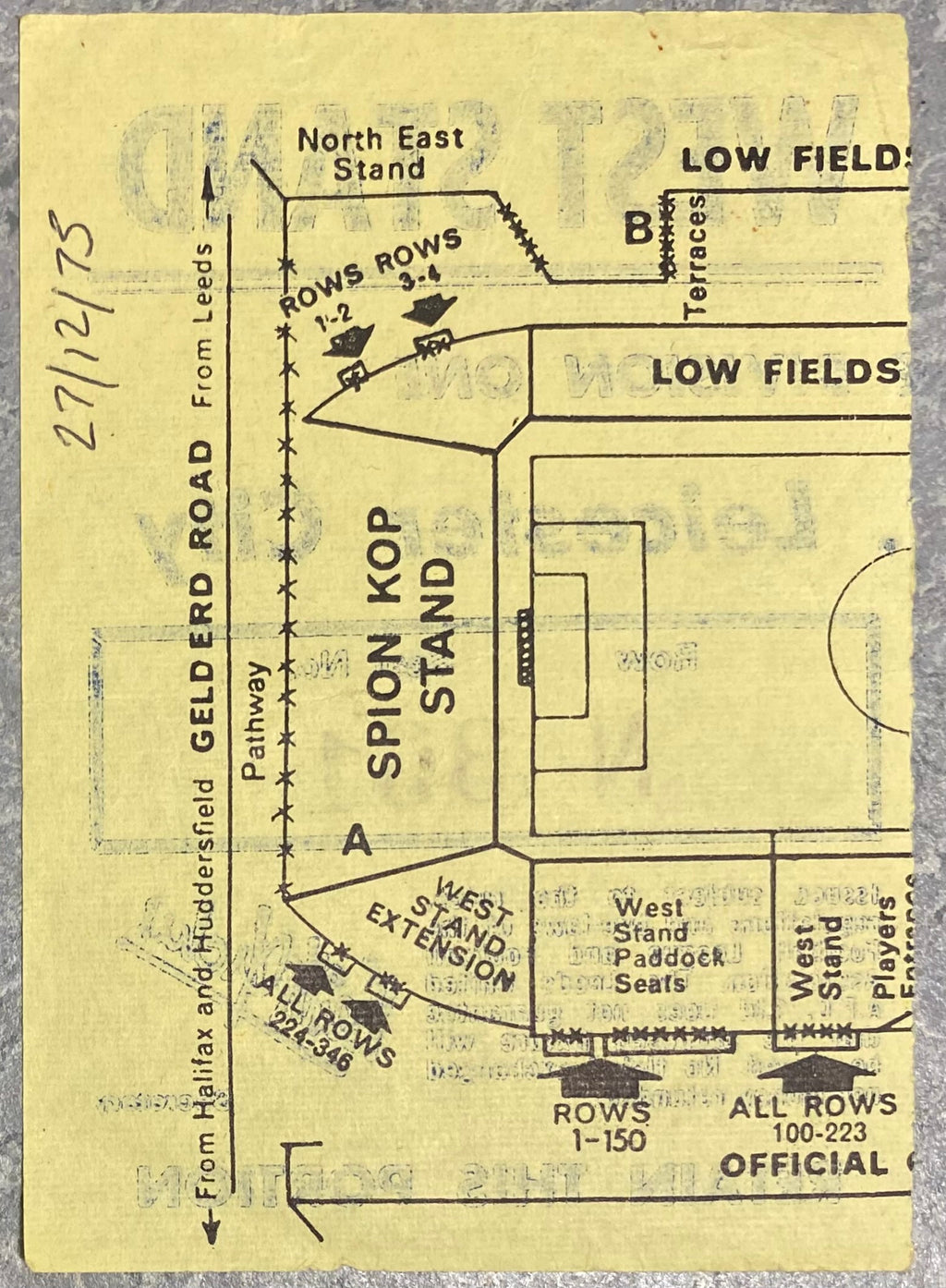 1975/76 ORIGINAL DIVISION ONE TICKET LEEDS UNITED V LEICESTER CITY