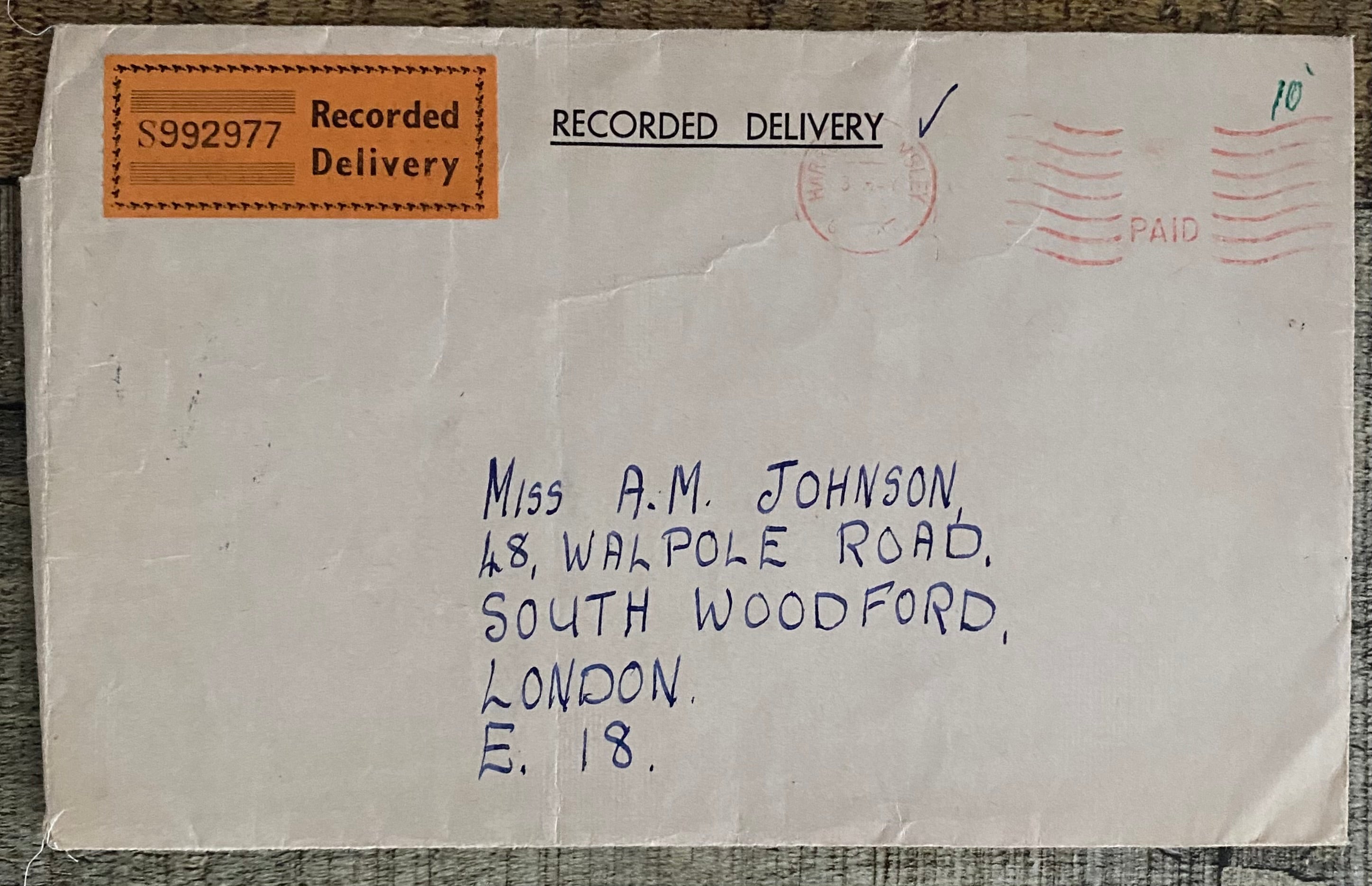 1966 WORLD CUP ORIGINAL OFFICIAL LETTER (WEMBLEY TICKET SALES) JAN 1966 & ORIGINAL ENVELOPE