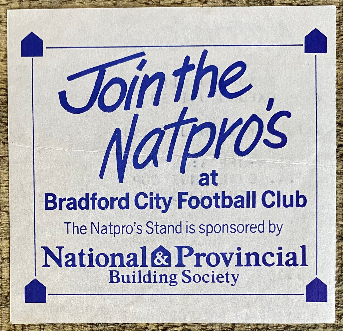 1987/88 ORIGINAL DIVISION 2 TICKET BRADFORD CITY V OXFORD UNITED
