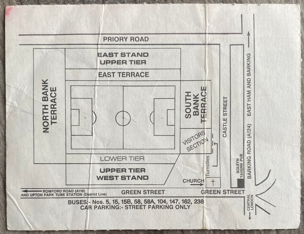 1990/91 ORIGINAL FA CUP 5TH ROUND TICKET WEST HAM UNITED V CREWE ALEXANDRA