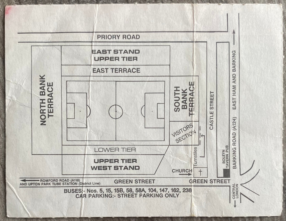 1990/91 ORIGINAL FA CUP 5TH ROUND TICKET WEST HAM UNITED V CREWE ALEXANDRA