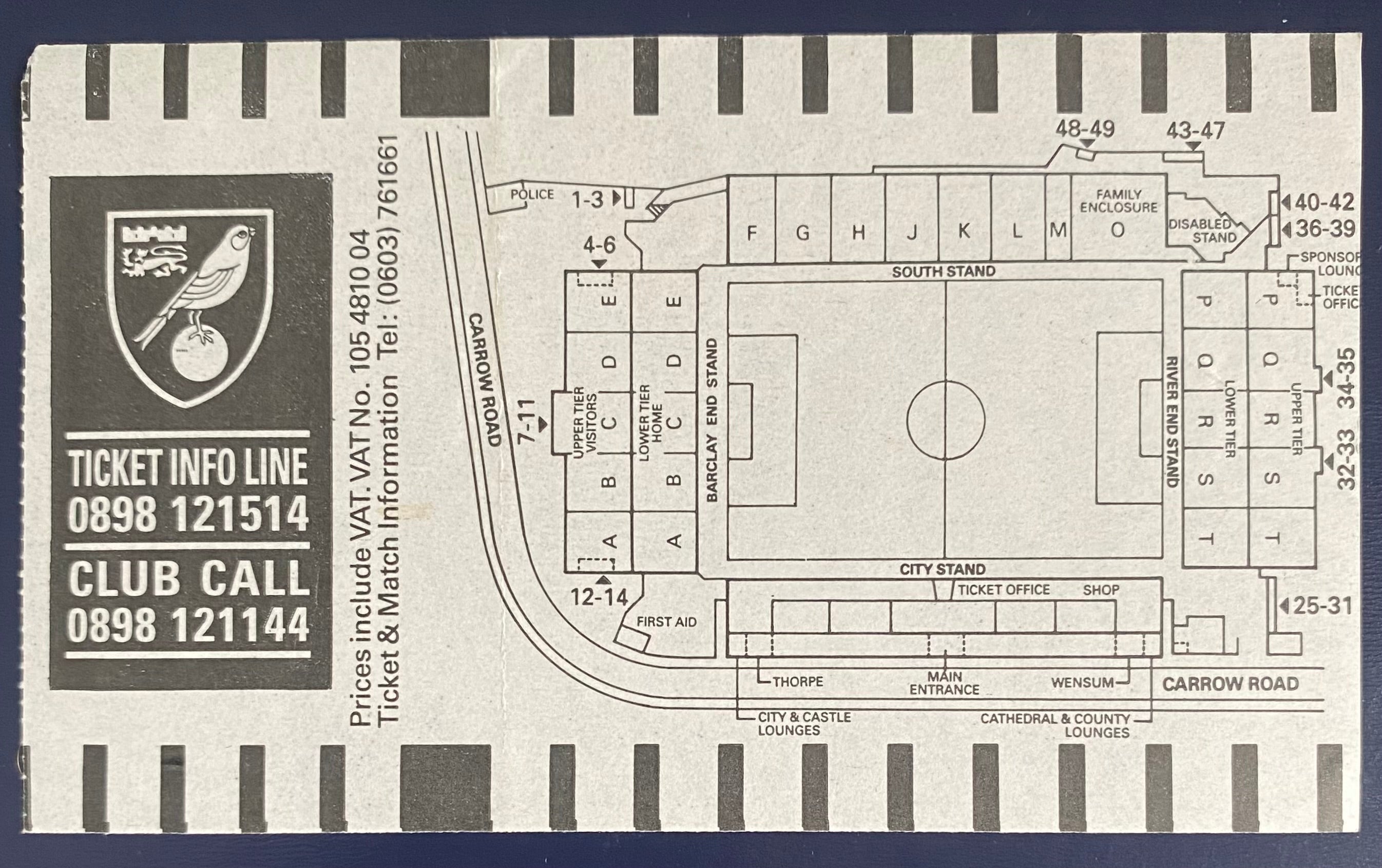 1992/93 ORIGINAL FA PREMIER LEAGUE TICKET NORWICH CITY V LIVERPOOL