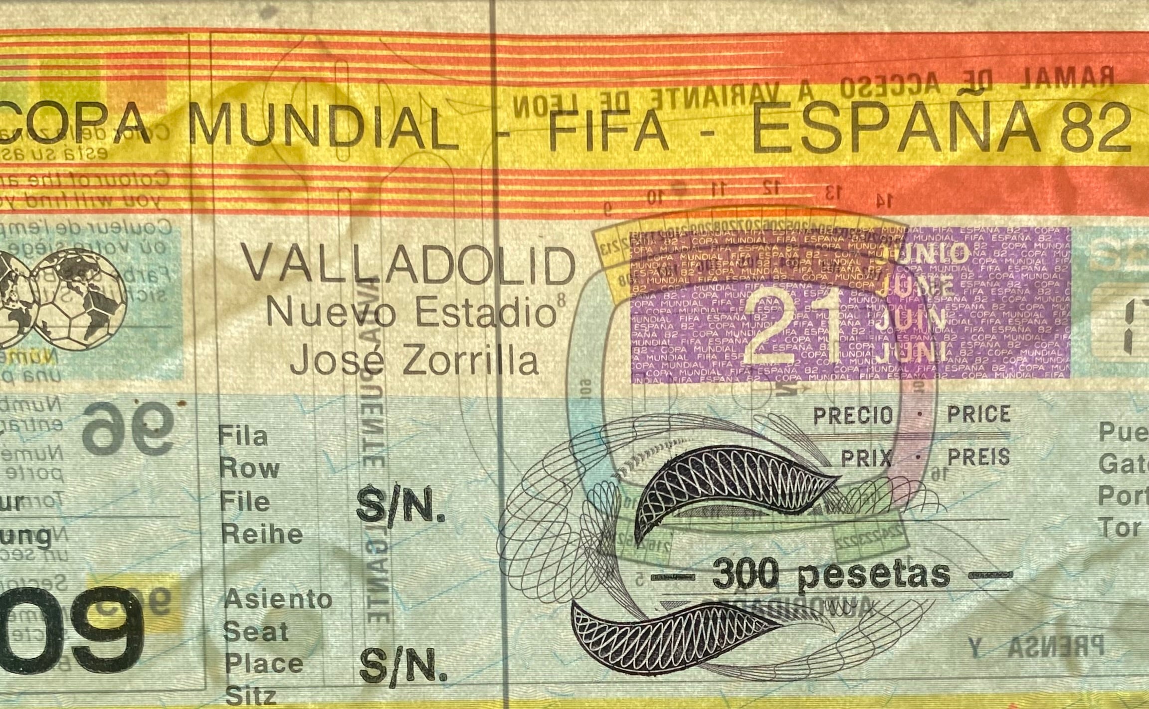 1982 ORIGINAL WORLD CUP 1ST ROUND TICKET FRANCE V KUWAIT @ VALLADOLID