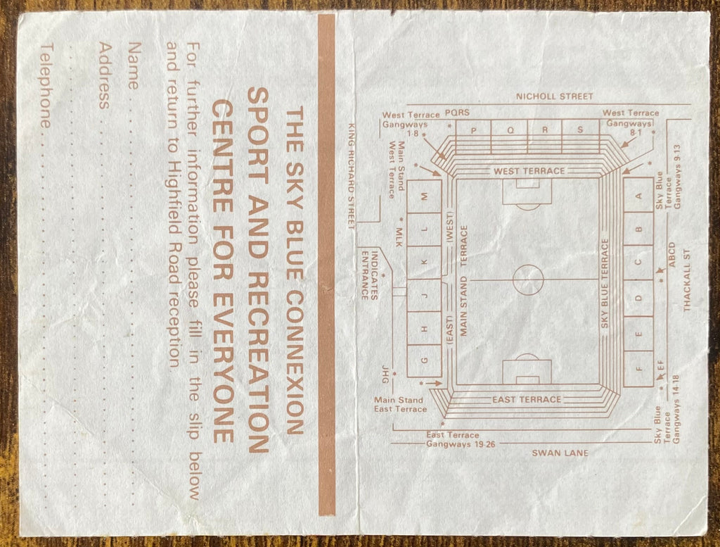 1984/85 ORIGINAL DIVISION 1 TICKET COVENTRY CITY V NEWCASTLE UNITED
