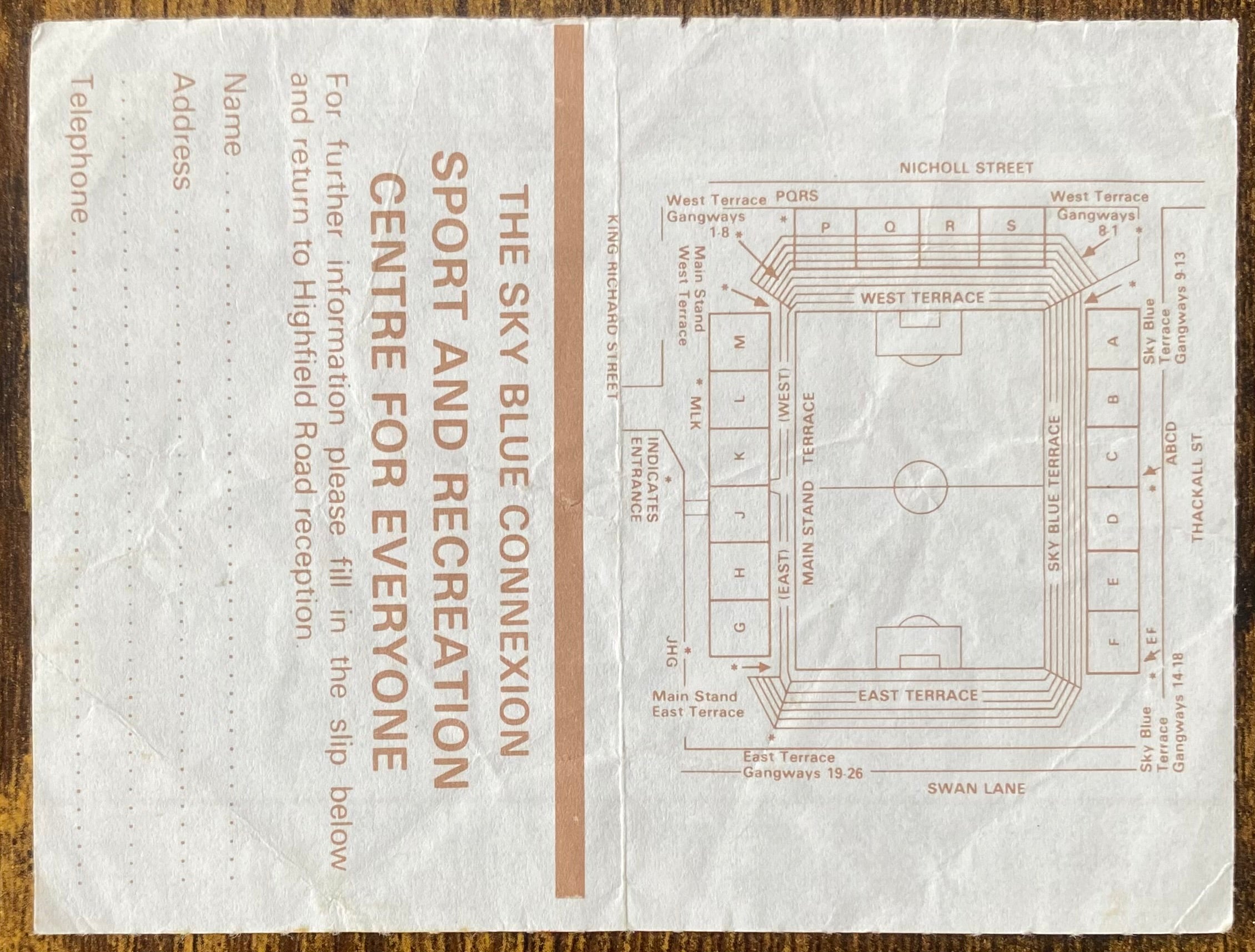 1984/85 ORIGINAL DIVISION 1 TICKET COVENTRY CITY V NEWCASTLE UNITED