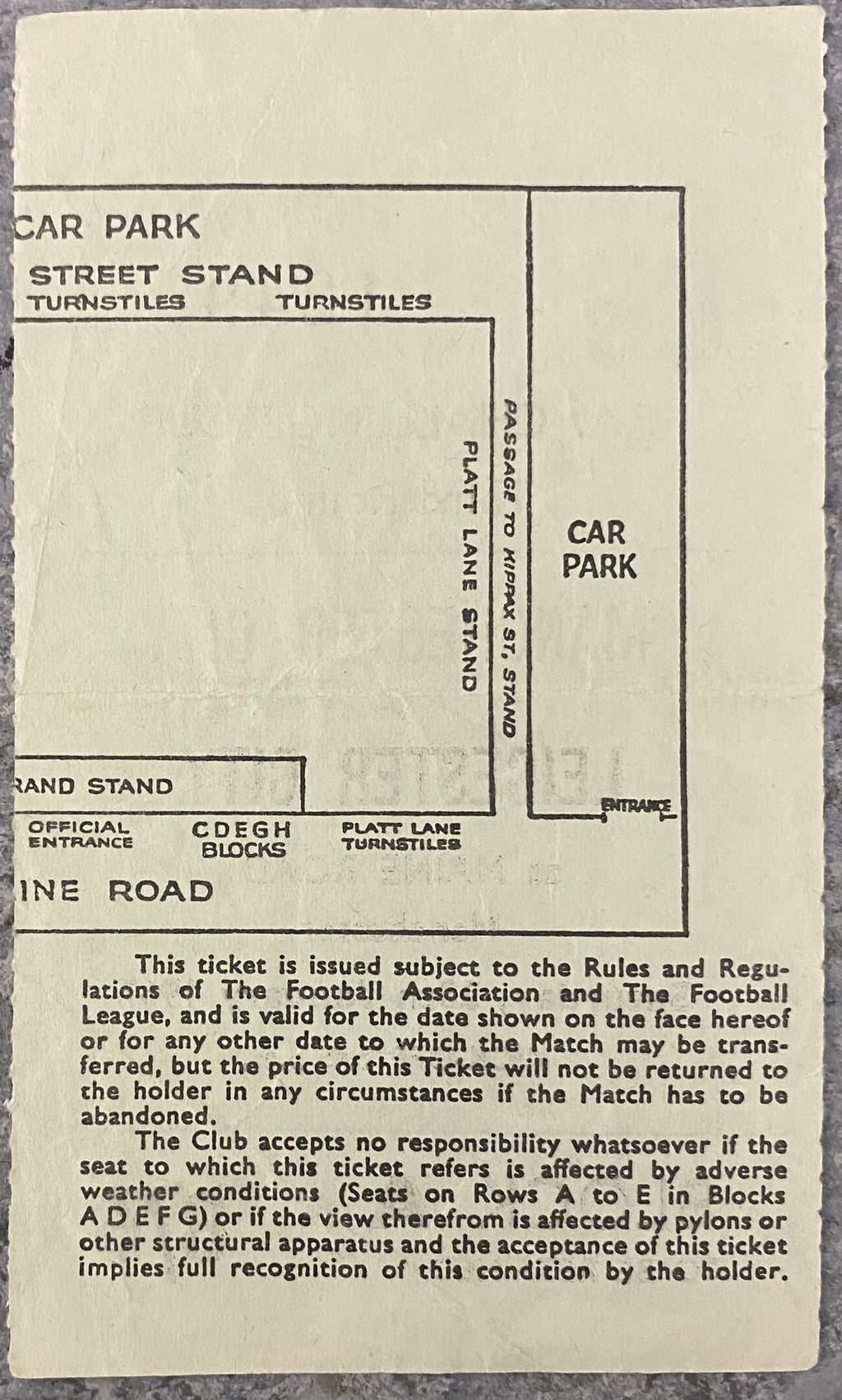1966/67 ORIGINAL FA CUP 3RD ROUND TICKET MANCHESTER CITY V LEICESTER CITY