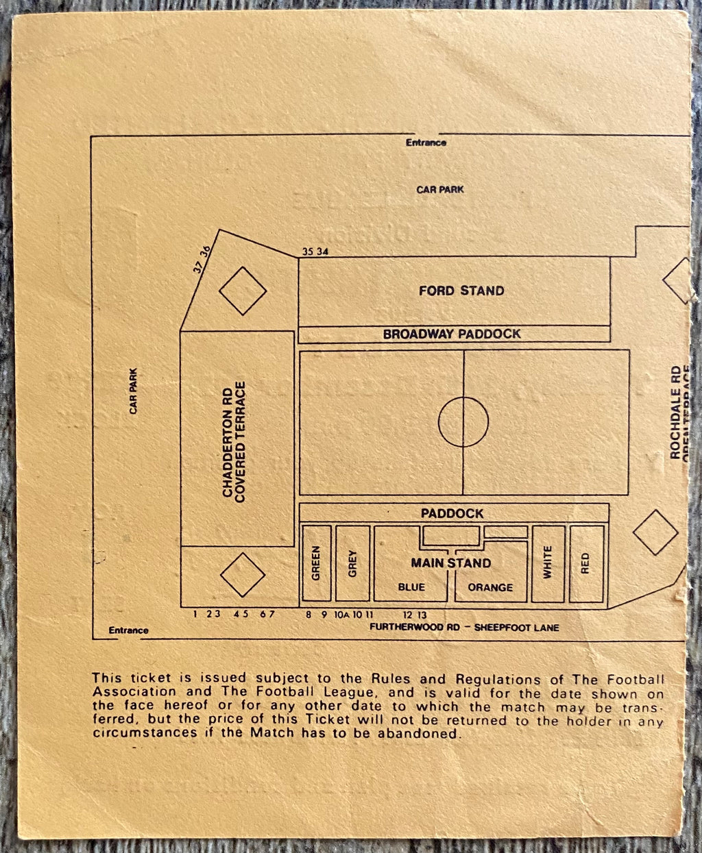 1977/78 ORIGINAL DIVISION 2 TICKET OLDHAM ATHLETIC V BURNLEY