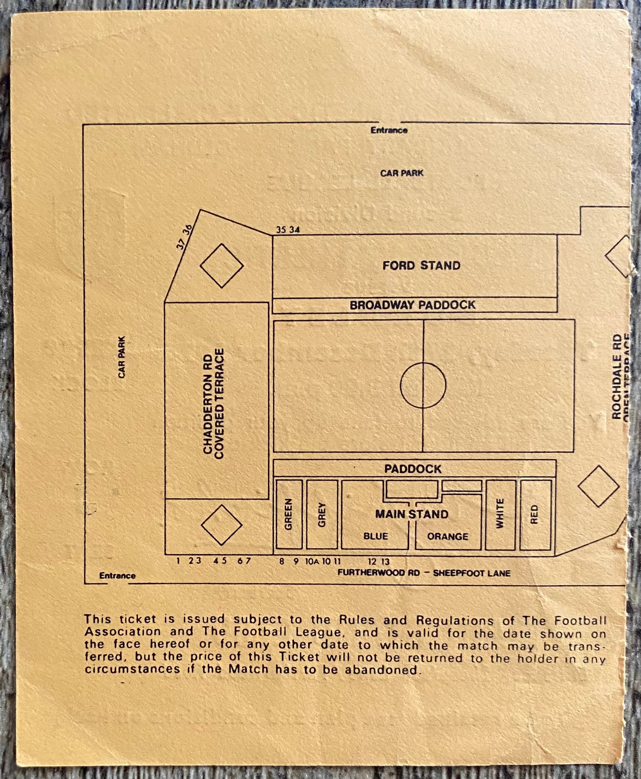1977/78 ORIGINAL DIVISION 2 TICKET OLDHAM ATHLETIC V BURNLEY
