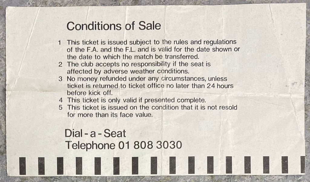 1984/85 ORIGINAL DIVISION ONE TICKET TOTTENHAM HOTSPUR V QUEENS PARK RANGERS