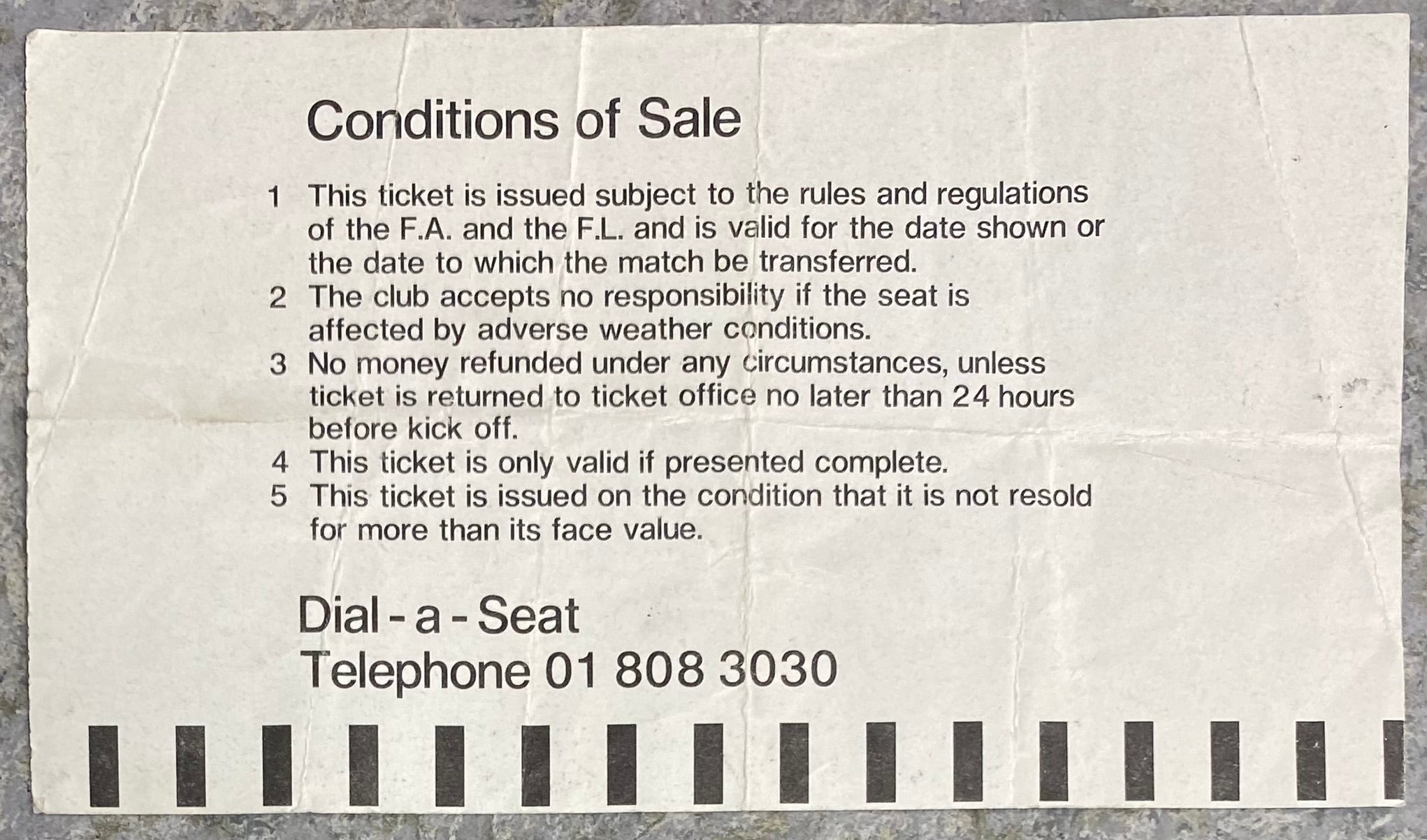 1984/85 ORIGINAL DIVISION ONE TICKET TOTTENHAM HOTSPUR V QUEENS PARK RANGERS