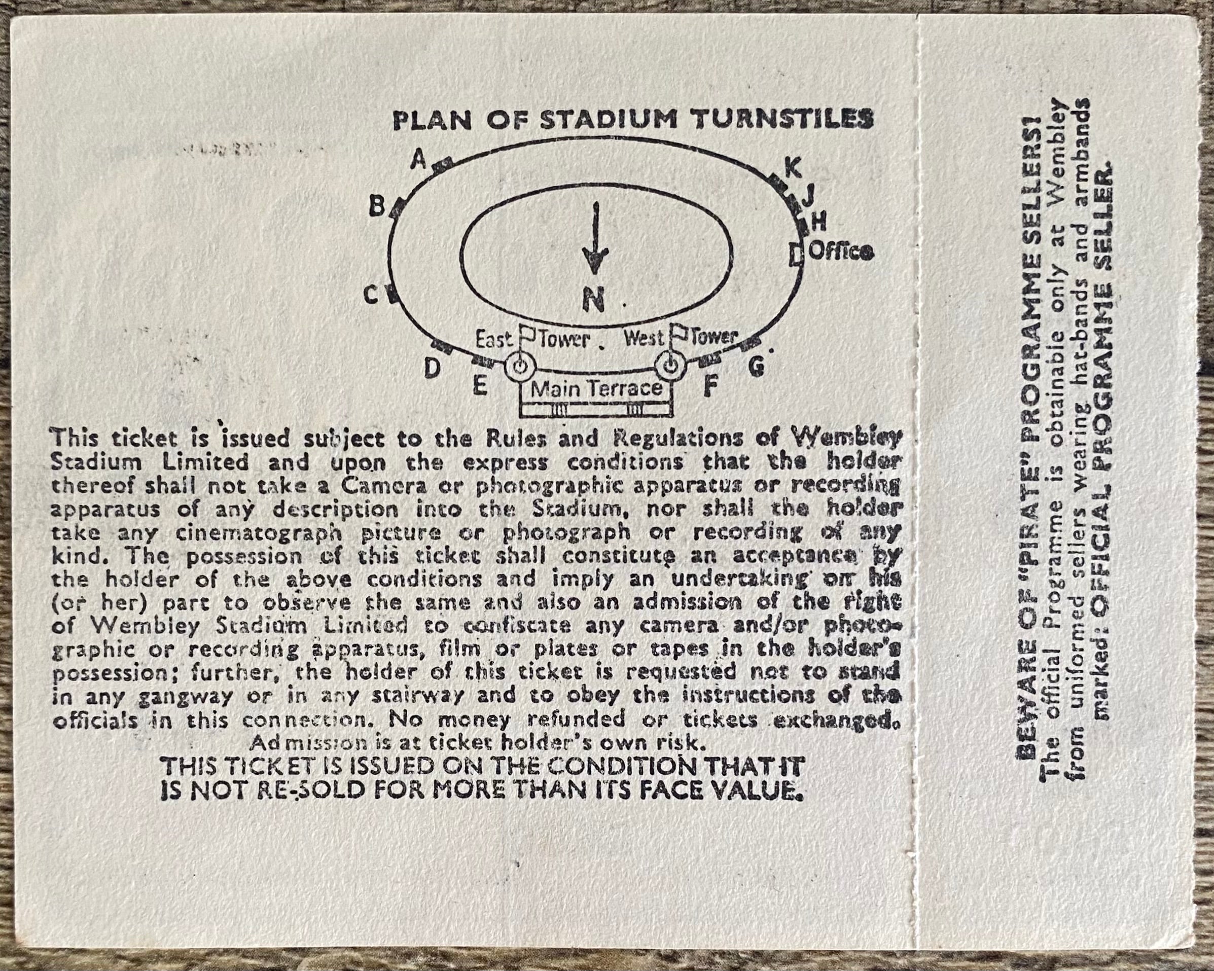 1979 ORIGINAL CHARITY SHIELD UNUSED TICKET LIVERPOOL V ARSENAL