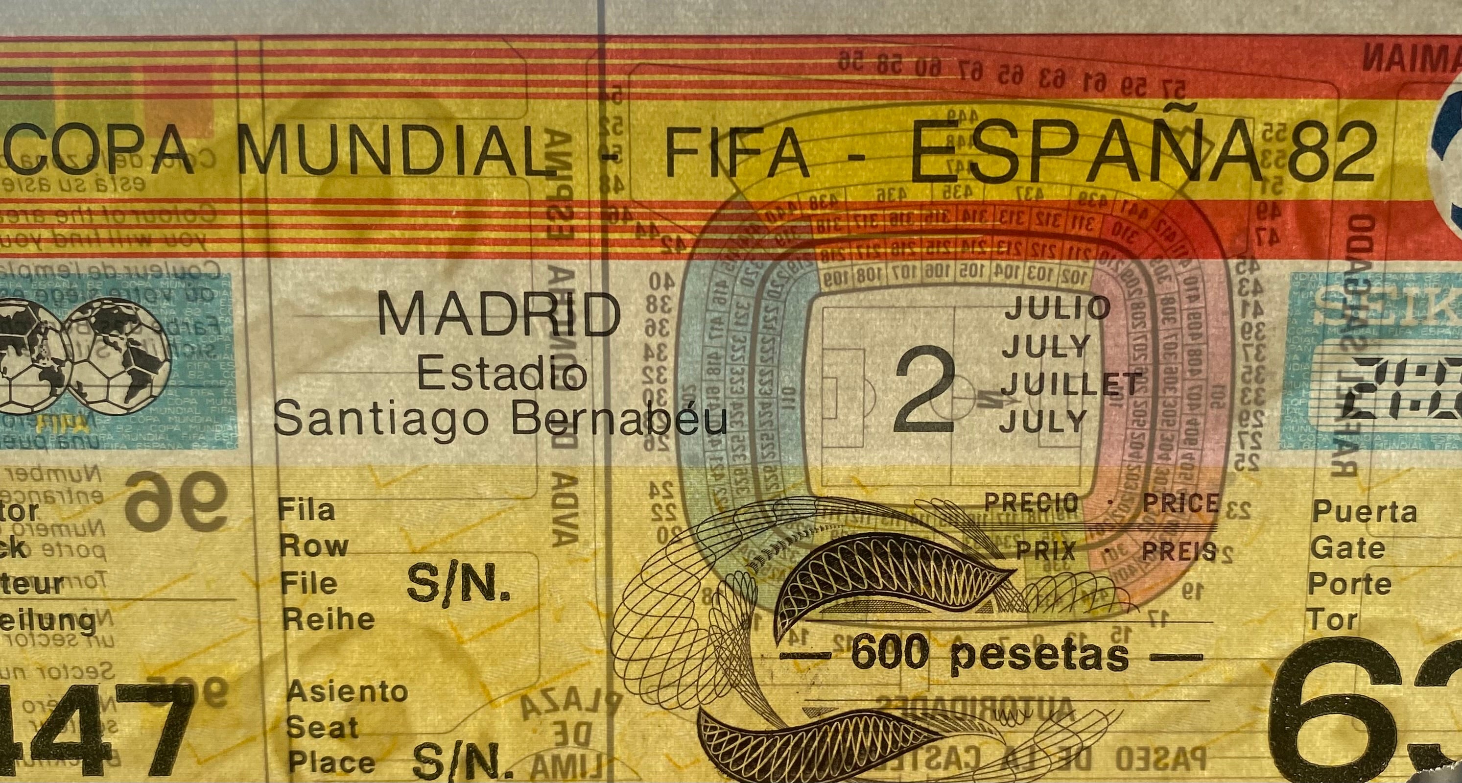 1982 ORIGINAL WORLD CUP 2ND PHASE TICKET WEST GERMANY V SPAIN @ MADRID