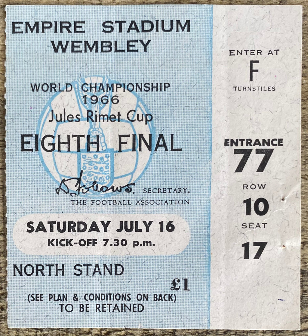 1966 ORIGINAL WORLD CUP 1ST ROUND TICKET ENGLAND V MEXICO @ WEMBLEY