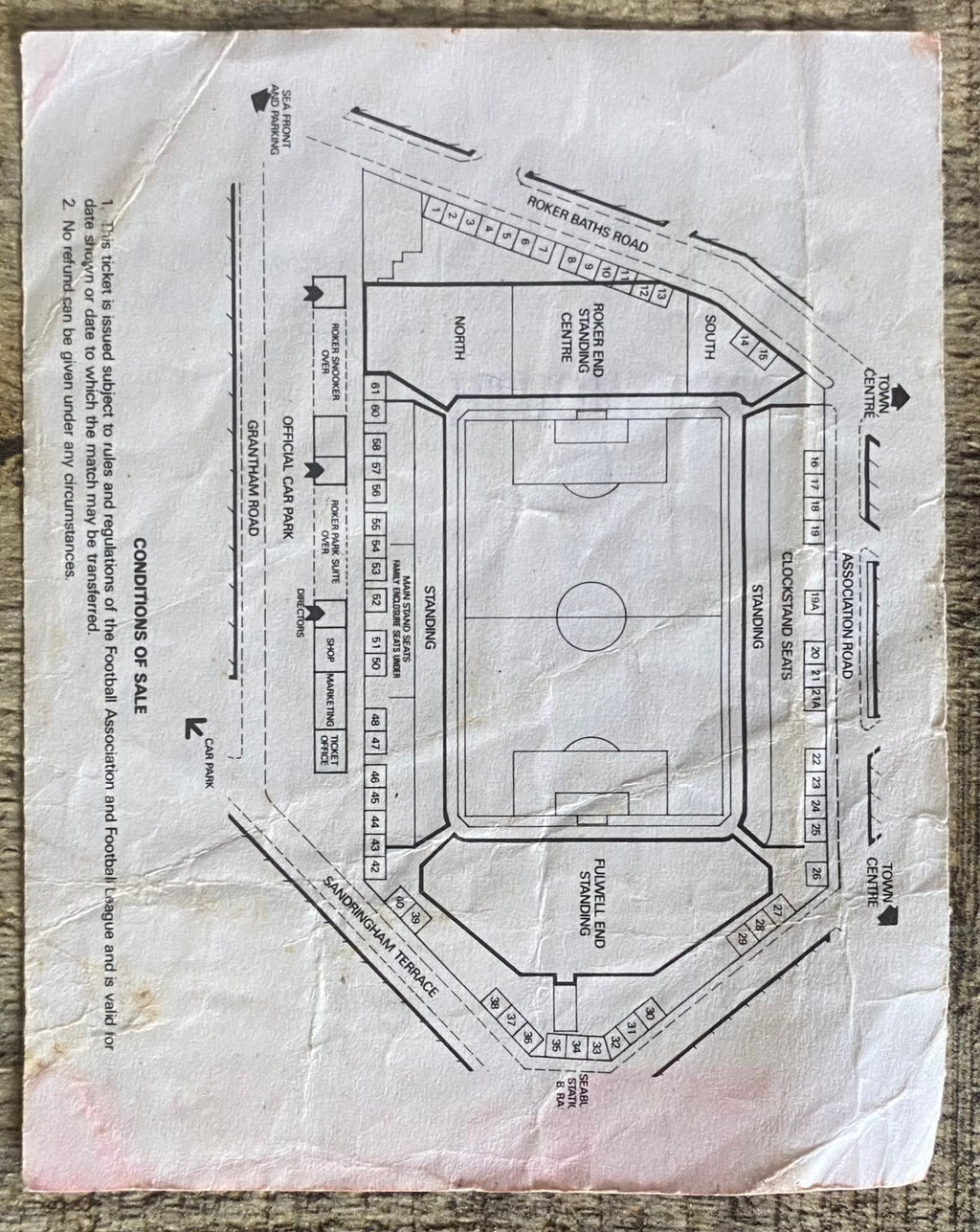 1992/93 ORIGINAL DIVISION 1 TICKET SUNDERLAND V PORTSMOUTH