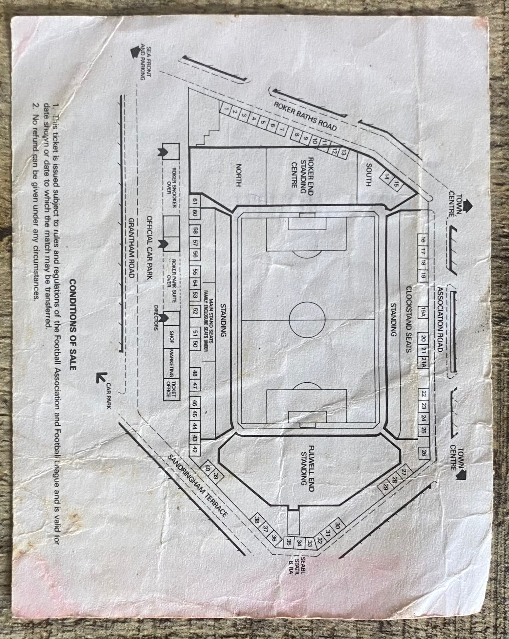 1992/93 ORIGINAL DIVISION 1 TICKET SUNDERLAND V PORTSMOUTH