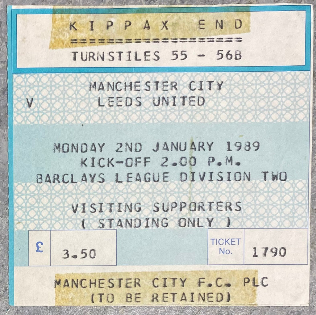 1988/89 ORIGINAL DIVISION TWO TICKET MANCHESTER CITY  V LEEDS UNITED
