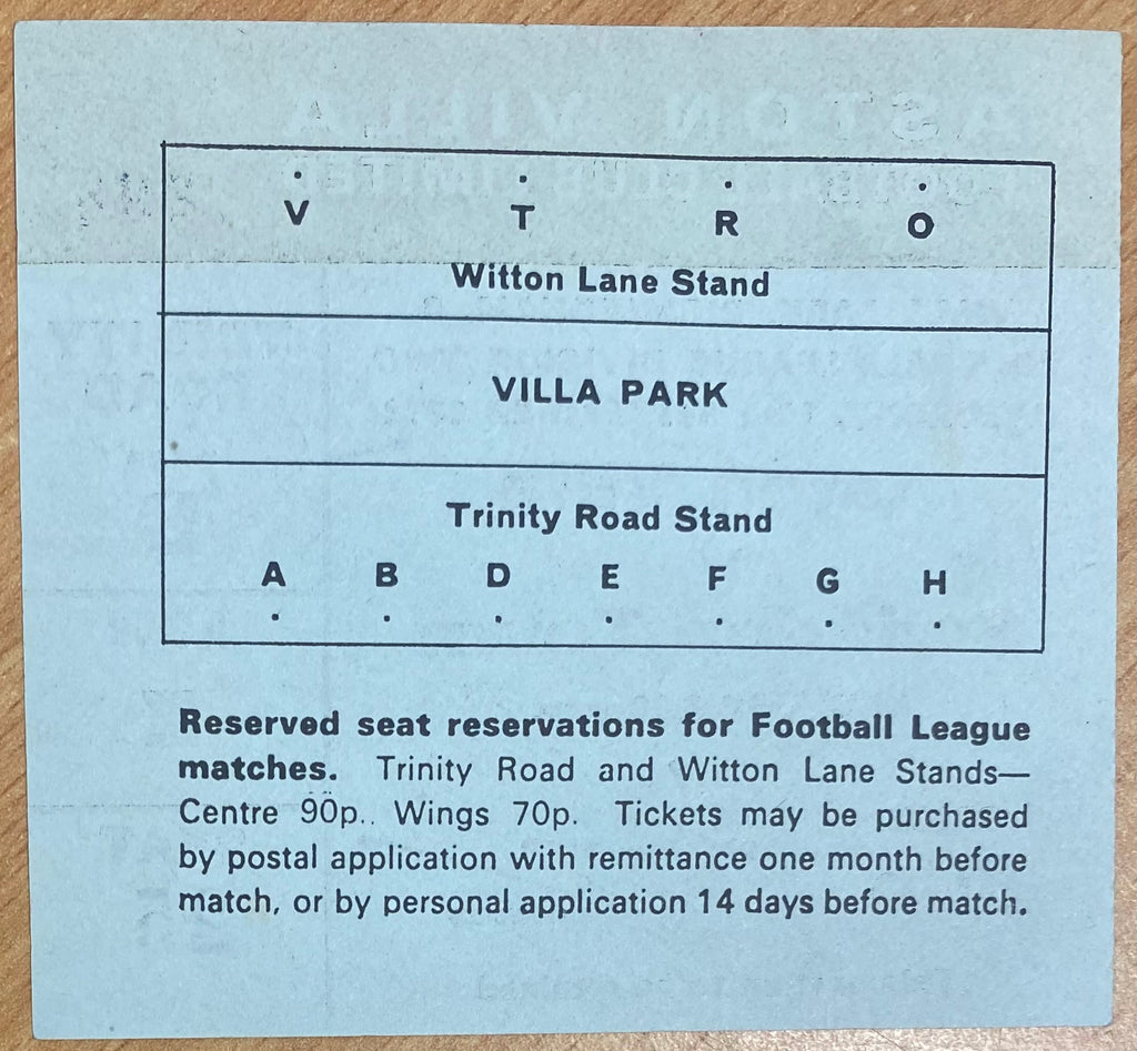 1972/73 ORIGINAL DIVISION 2 TICKET ASTON VILLA V SWINDON TOWN