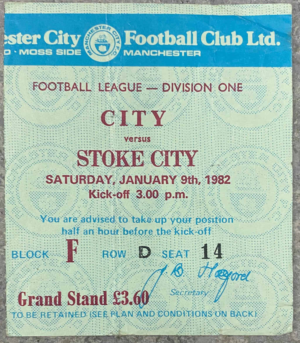 1981/82 ORIGINAL DIVISION 1 TICKET MANCHESTER CITY V STOKE CITY