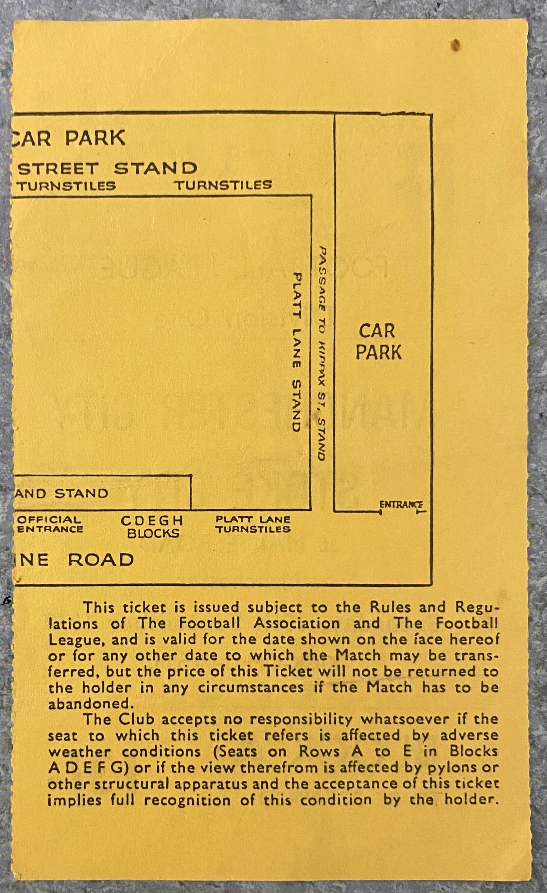 1970/71 ORIGINAL DIVISION 1 TICKET MANCHESTER CITY V STOKE CITY