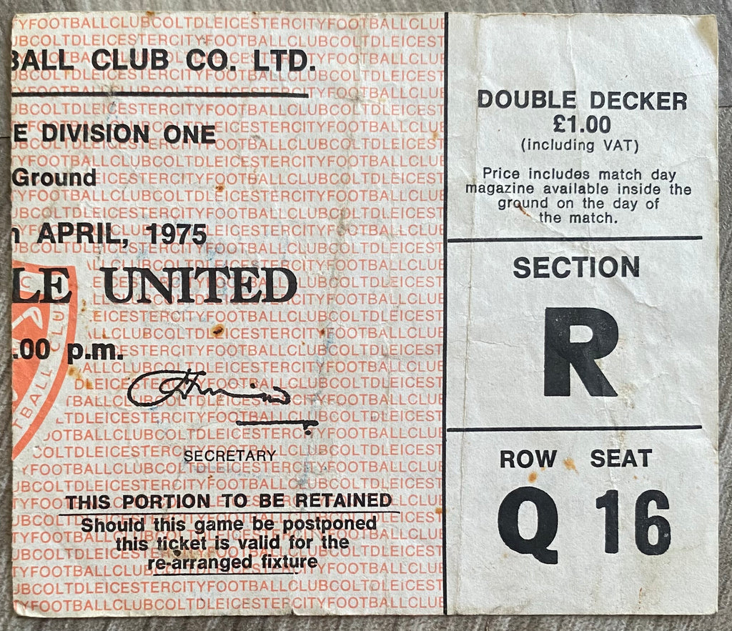 1974/75 ORIGINAL DIVISION 1 TICKET LEICESTER CITY V NEWCASTLE UNITED