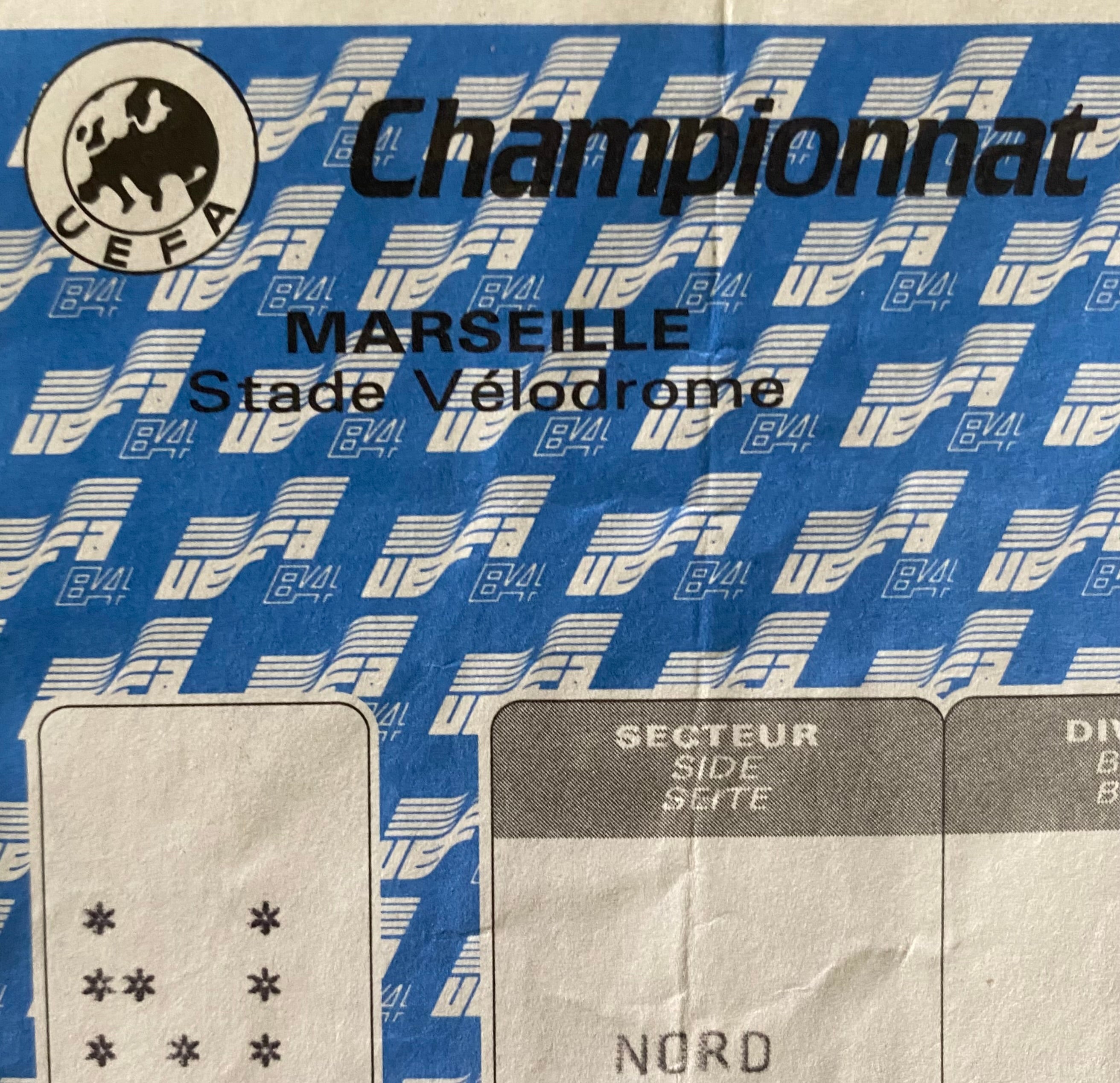 1984 ORIGINAL EURO 84 SEMI FINAL TICKET FRANCE V PORTUGAL @ MARSIELLE