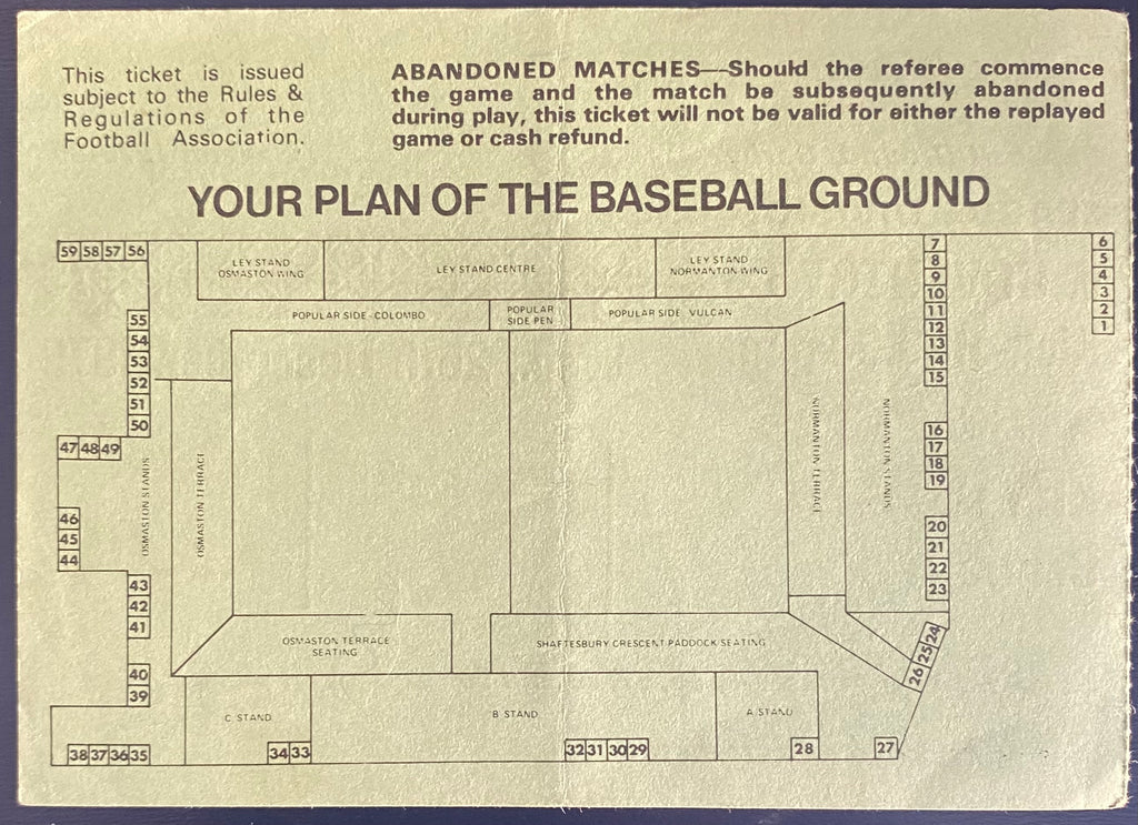 1979/80 ORIGINAL DIVISION 1 TICKET DERBY COUNTY V COVENTRY CITY