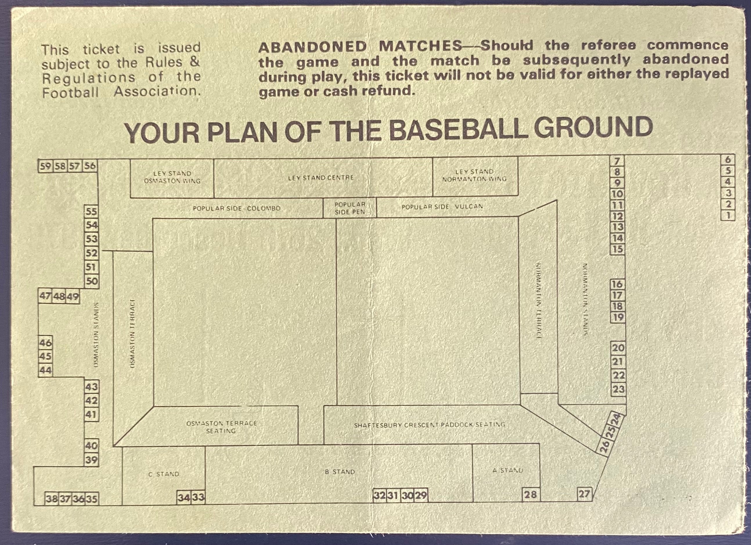 1979/80 ORIGINAL DIVISION 1 TICKET DERBY COUNTY V COVENTRY CITY