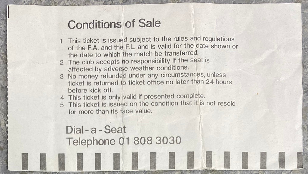 1984/85 ORIGINAL MILK CUP 4TH ROUND REPLAY TICKET TOTTENHAM HOTSPUR V SUNDERLAND