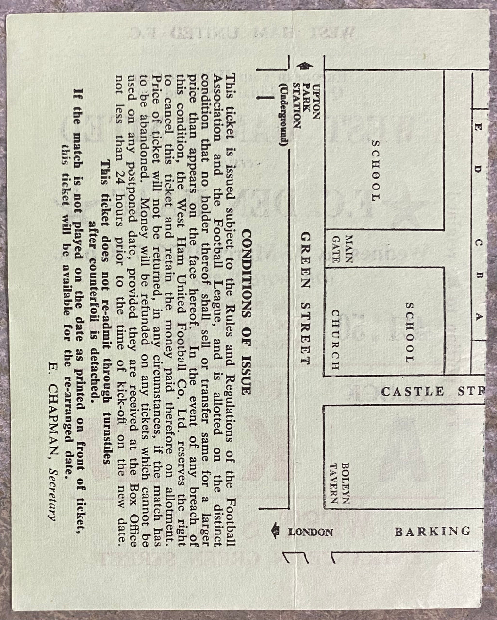 1975/76 ORIGINAL EUROPEAN CUP WINNERS CUP QUARTER FINAL 2ND LEG TICKET WEST HAM UNITED V FC DEN HAAG