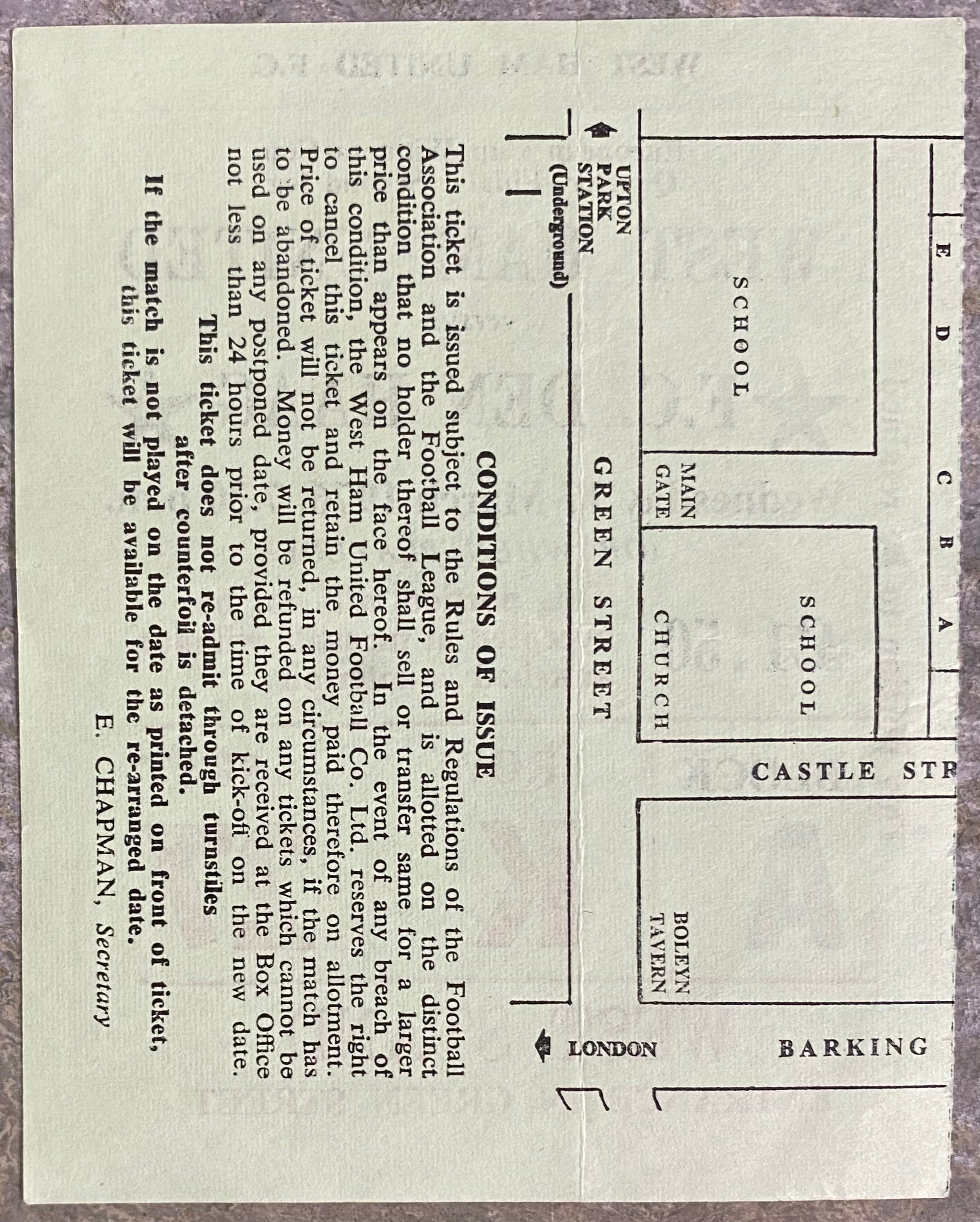 1975/76 ORIGINAL EUROPEAN CUP WINNERS CUP QUARTER FINAL 2ND LEG TICKET WEST HAM UNITED V FC DEN HAAG