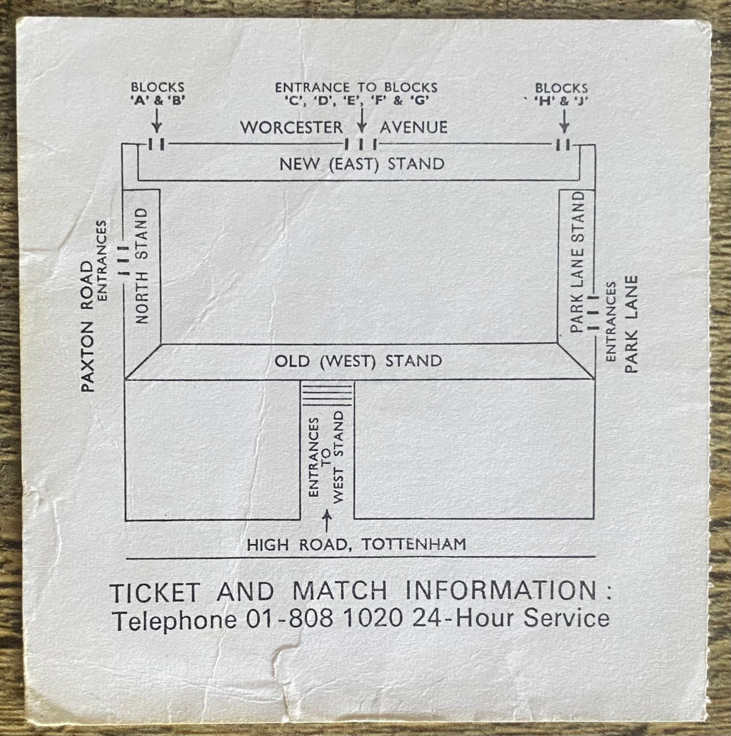 1978/79 ORIGINAL DIVISION ONE TICKET TOTTENHAM HOTSPUR V ARSENAL