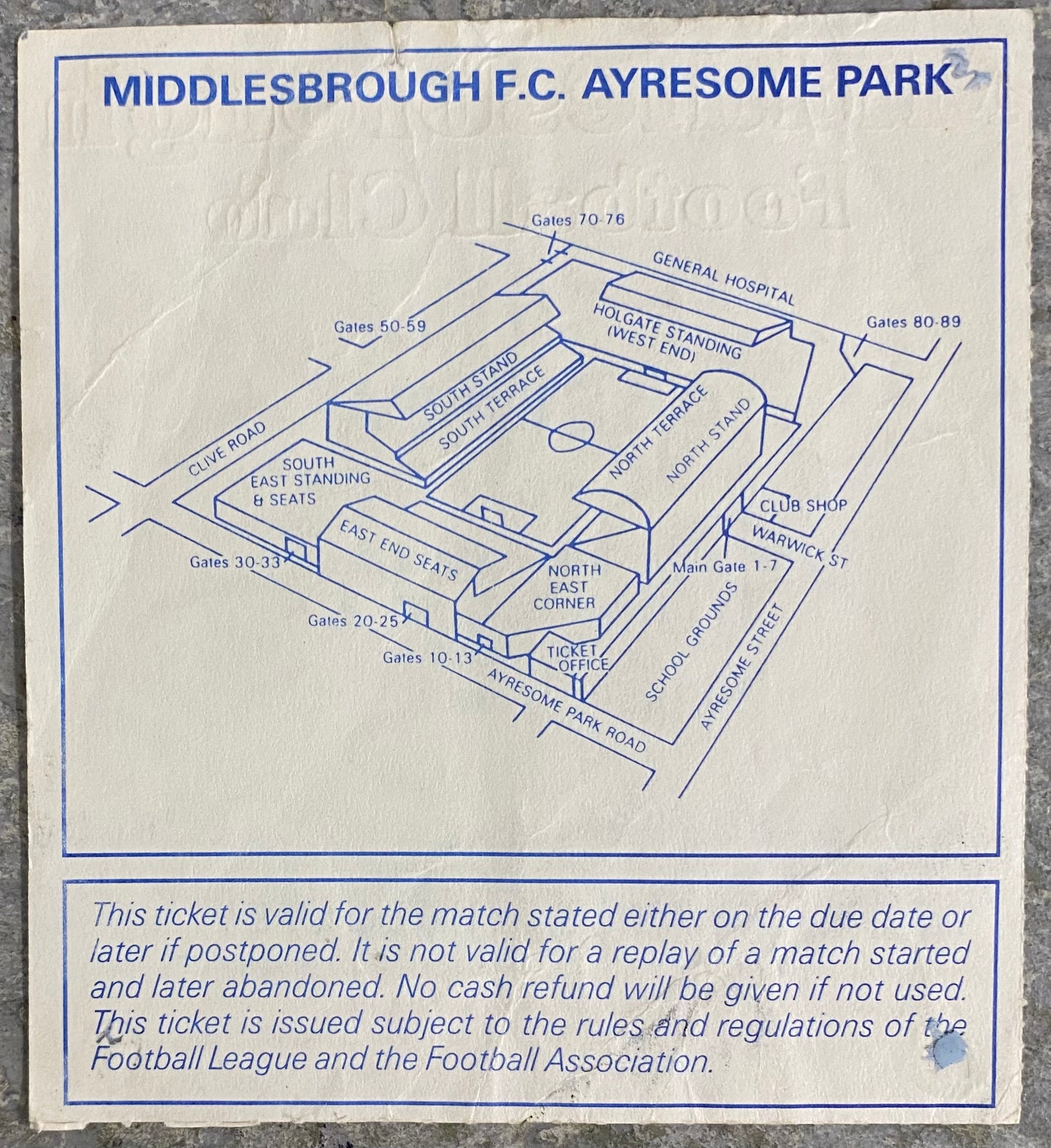 1992/93 ORIGINAL FA CUP 3RD ROUND TICKET MIDDLESBROUGH V CHELSEA
