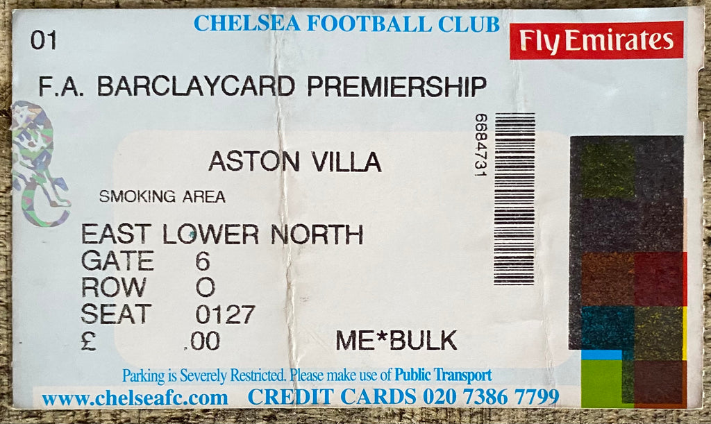 2001/02 ORIGINAL FA PREMIERSHIP TICKET CHELSEA V ASTON VILLA