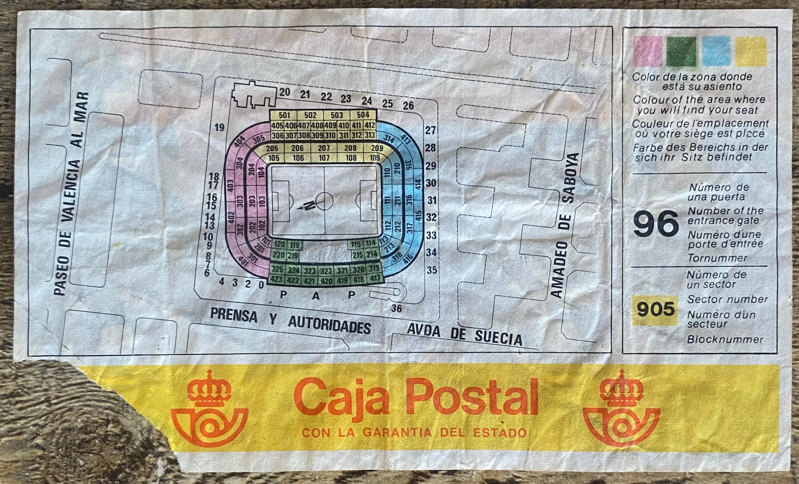 1982 ORIGINAL WORLD CUP 1ST ROUND TICKET SPAIN V NORTHERN IRELAND @ VALENCIA