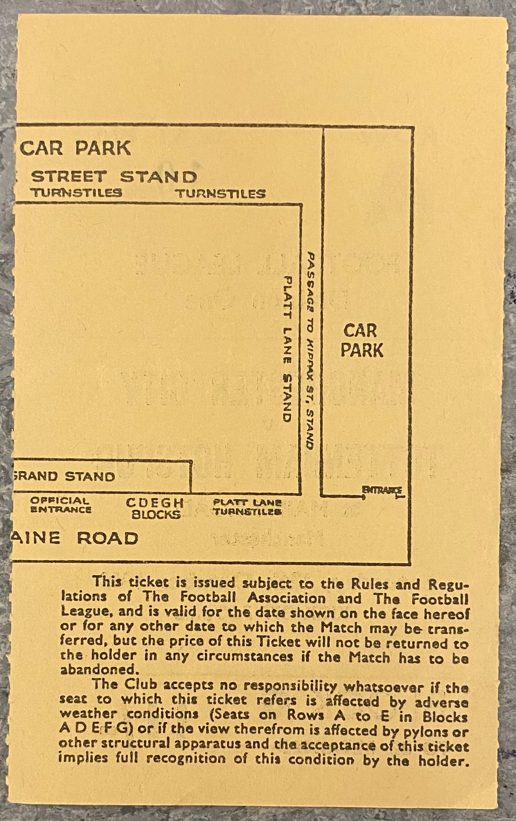1968/69  ORIGINAL DIVISION 1 TICKET MANCHESTER CITY V TOTTENHAM HOTSPUR